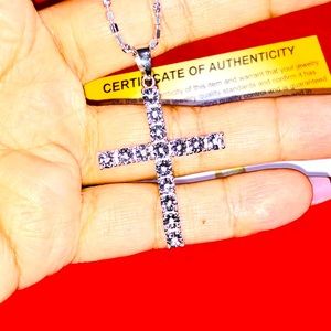 Real diamond cross pendant, 100% genuine diamond Free posh authenticate Sale HOT